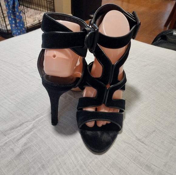 Black Velvet Antonio Melani Strappy Heels - Picture 9 of 10